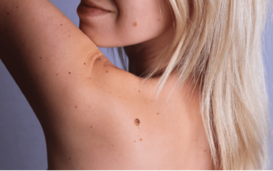 Blonde lady with her back to the camera